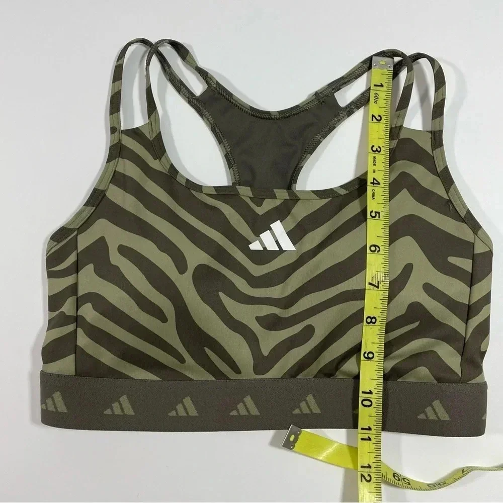 Adidas Hyperglam Tech fit Zebra Print Sports Bra Orbit Green - Picture 6 of 8
